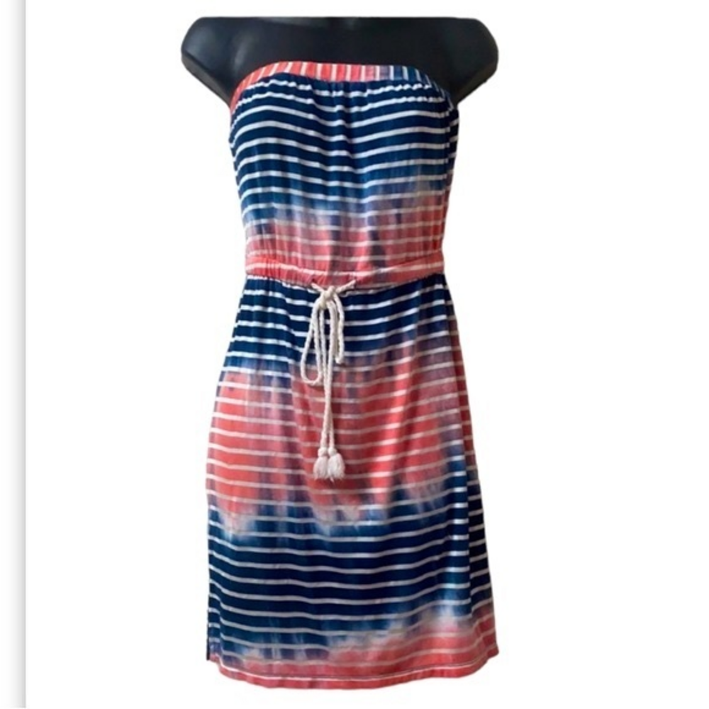 Saint Tropez West Strapless Blue and Pink Dress
